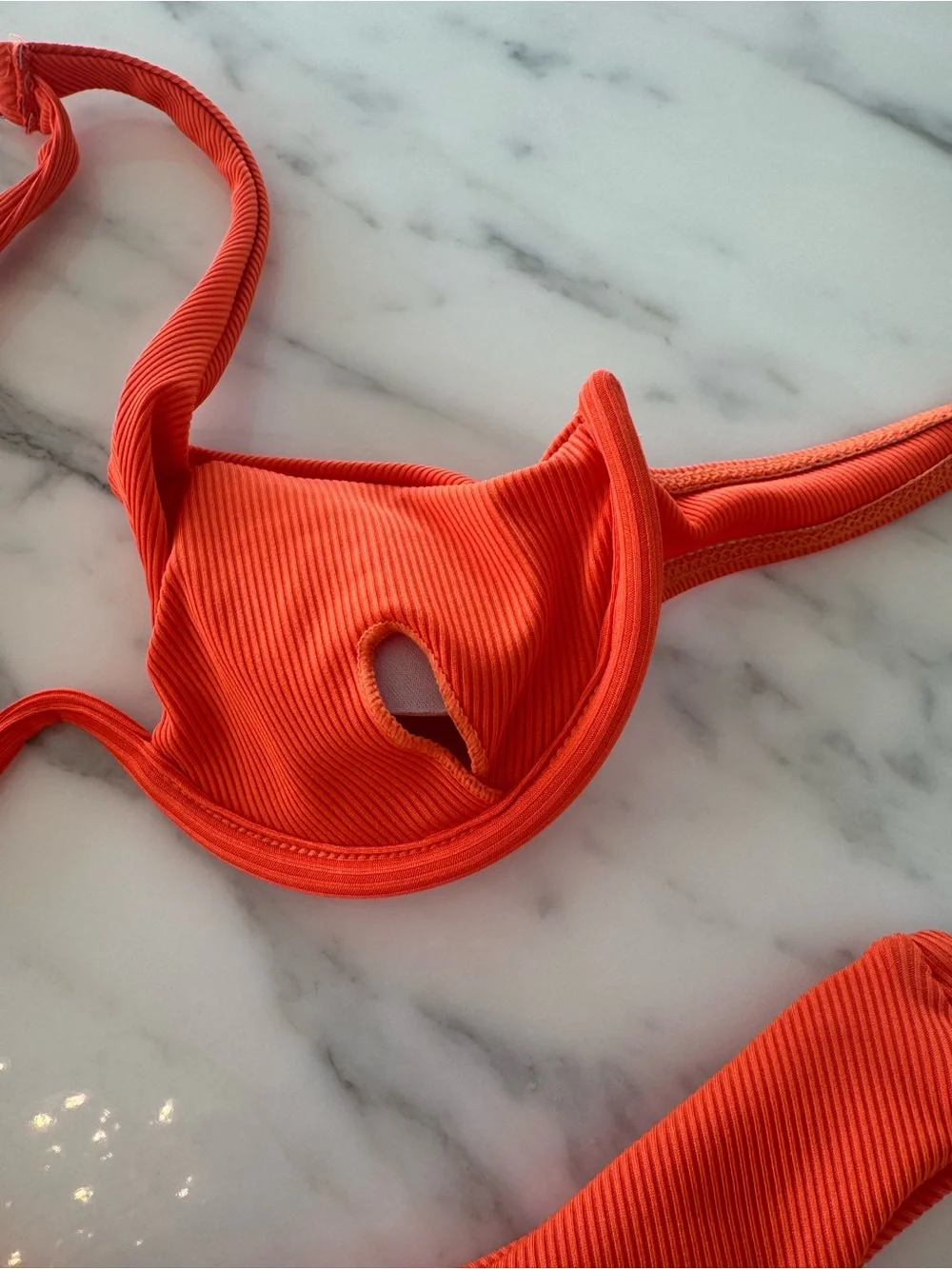 Ribbed Orange Two-Piece Bikini Set